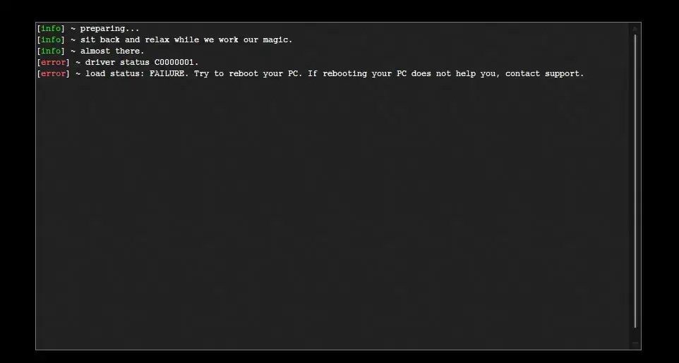 🔃 Runtime error/driver status