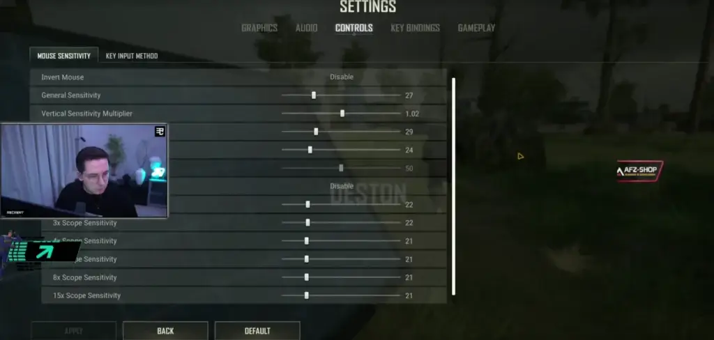Настройки управления и чувствительности Recrent в PUBG