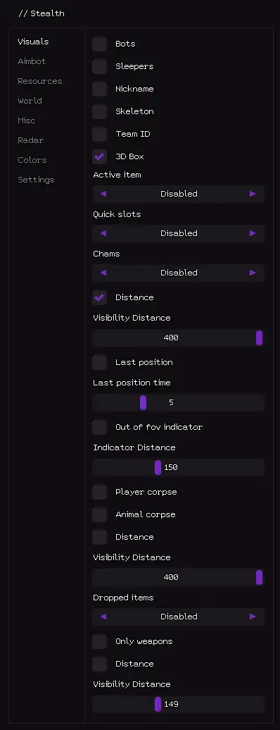 Visuals (i.e. WH, ESP)